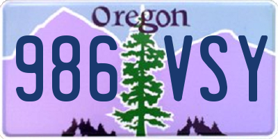 OR license plate 986VSY