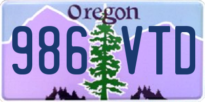 OR license plate 986VTD