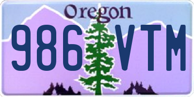 OR license plate 986VTM