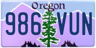 OR license plate 986VUN
