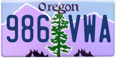 OR license plate 986VWA