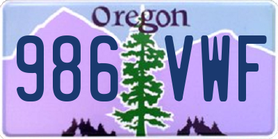 OR license plate 986VWF