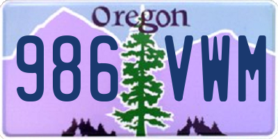 OR license plate 986VWM