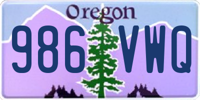 OR license plate 986VWQ