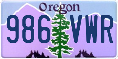 OR license plate 986VWR
