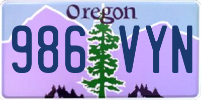 OR license plate 986VYN