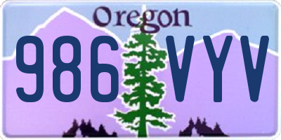 OR license plate 986VYV