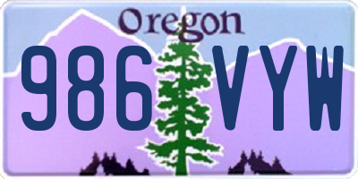 OR license plate 986VYW
