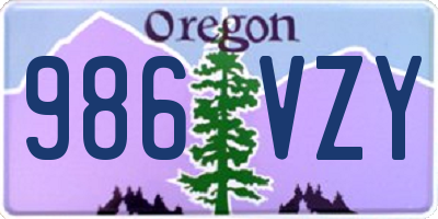 OR license plate 986VZY