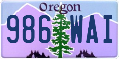 OR license plate 986WAI