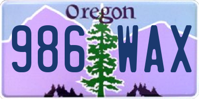 OR license plate 986WAX