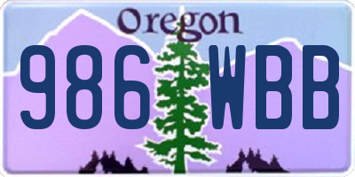 OR license plate 986WBB