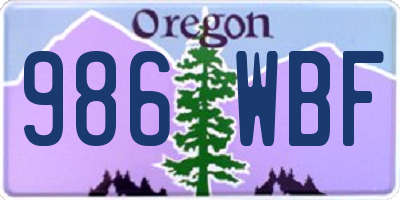 OR license plate 986WBF