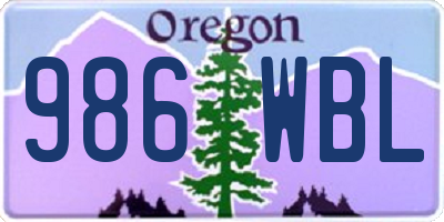 OR license plate 986WBL