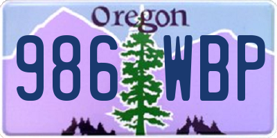 OR license plate 986WBP