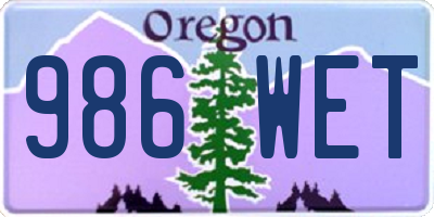 OR license plate 986WET