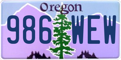 OR license plate 986WEW