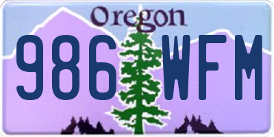 OR license plate 986WFM