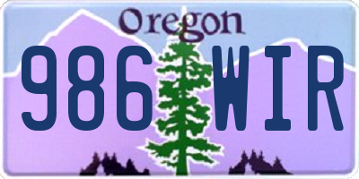 OR license plate 986WIR