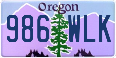 OR license plate 986WLK