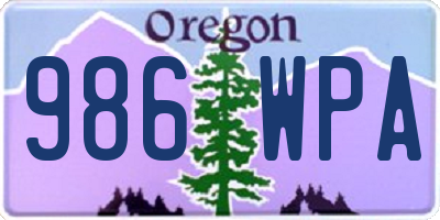 OR license plate 986WPA