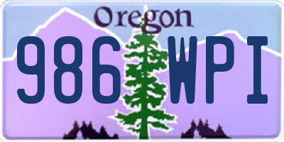 OR license plate 986WPI