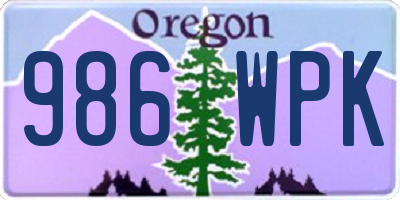 OR license plate 986WPK