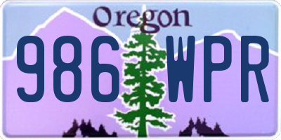 OR license plate 986WPR