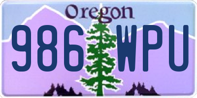 OR license plate 986WPU