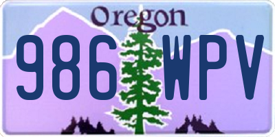 OR license plate 986WPV