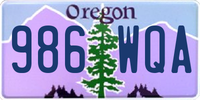 OR license plate 986WQA