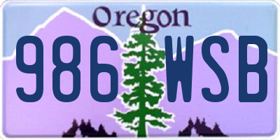 OR license plate 986WSB