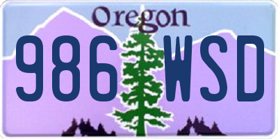 OR license plate 986WSD