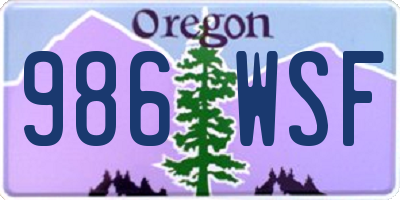 OR license plate 986WSF