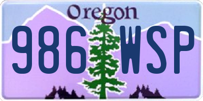 OR license plate 986WSP