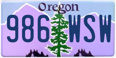 OR license plate 986WSW
