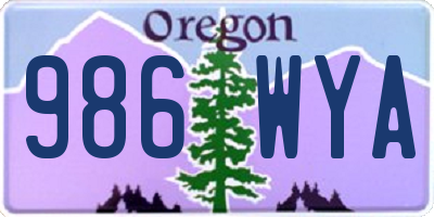 OR license plate 986WYA