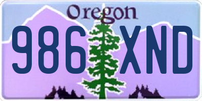 OR license plate 986XND