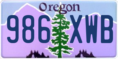 OR license plate 986XWB