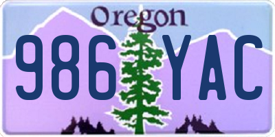 OR license plate 986YAC