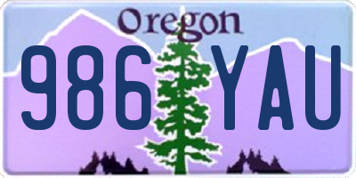 OR license plate 986YAU