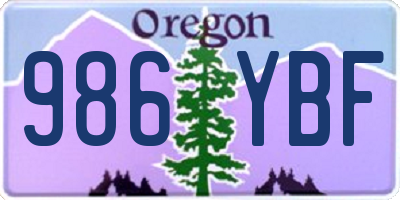 OR license plate 986YBF
