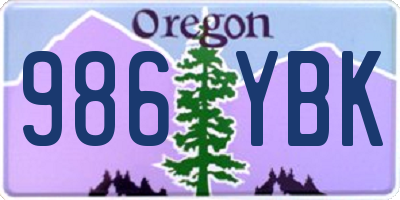 OR license plate 986YBK