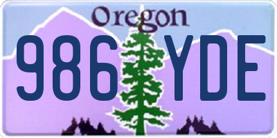 OR license plate 986YDE
