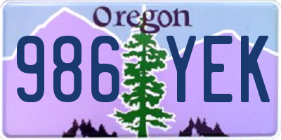 OR license plate 986YEK