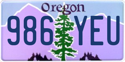 OR license plate 986YEU