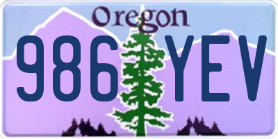 OR license plate 986YEV