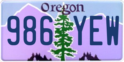OR license plate 986YEW