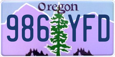 OR license plate 986YFD