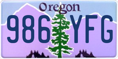 OR license plate 986YFG